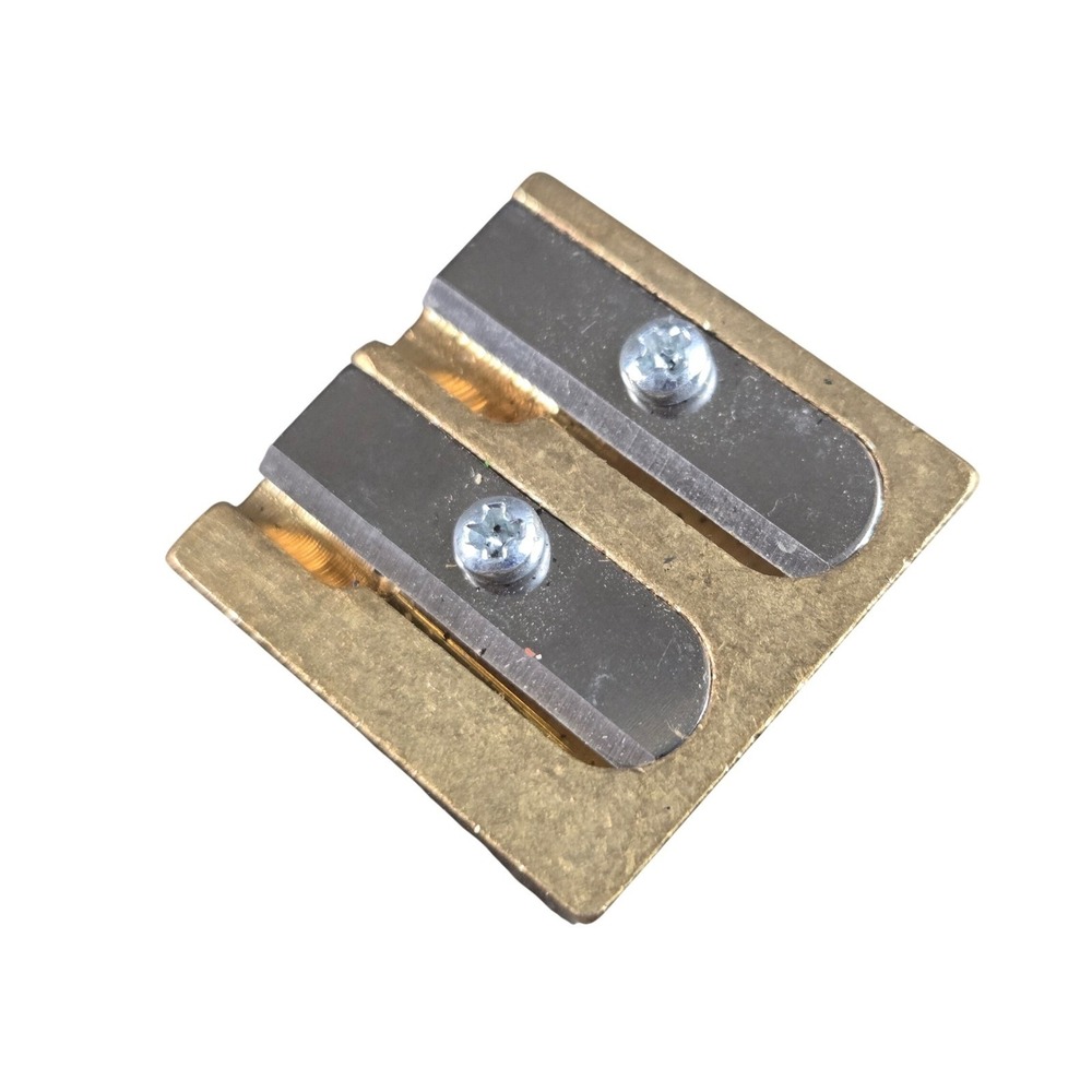 Vintage DUX Double Hole Solid Brass Block Wedge Pencil Sharpener Germany